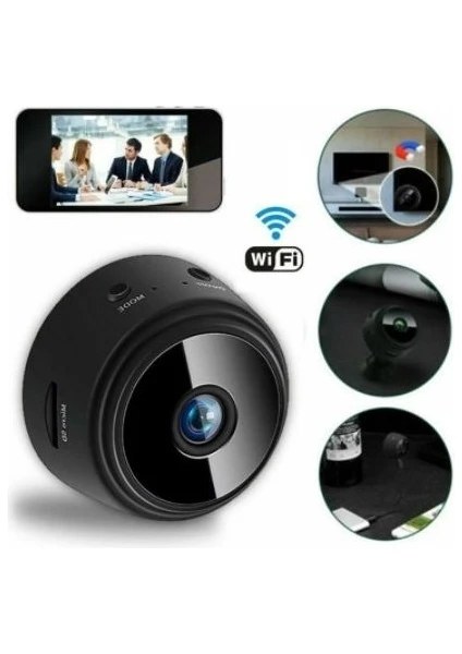 A9 Mini Wifi Kamera Siyah 1080P Gece Görüşlü Hareket Sensörlü Kablosuz Güvenlik Kamerası