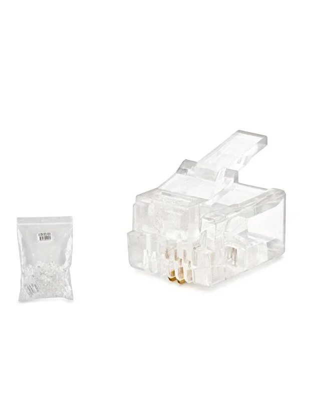 Rj11 2pin Jak Telefon Kablosu Için Konnektör 2 Pinli Plug Rj11 Uç ( 50 Adet )