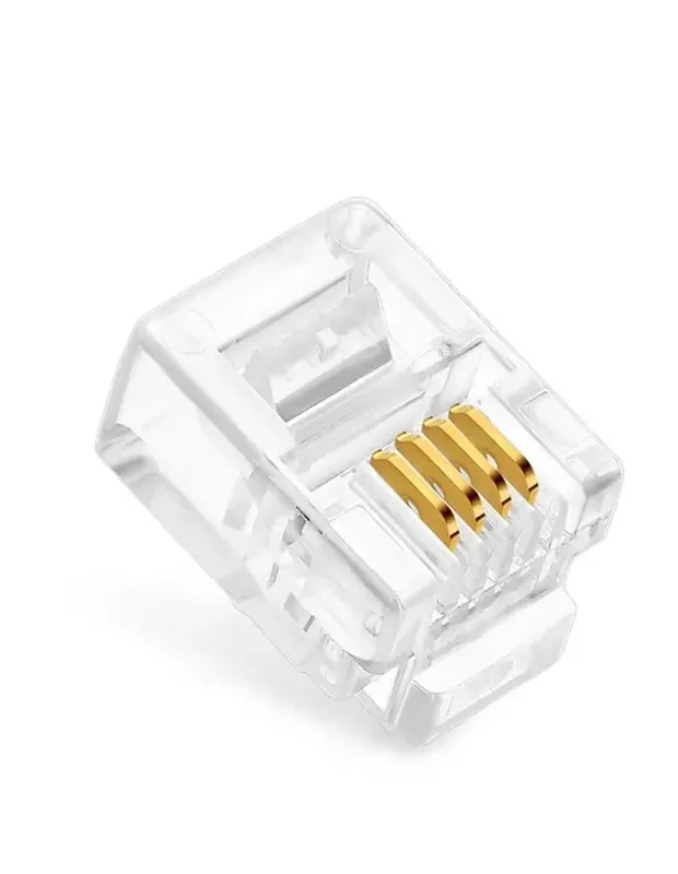 Rj11 4pin Jak 6p4c Telefon Kablosu Için Konnektör 4 Pinli Plug Rj11 Uç ( 50 Adet )